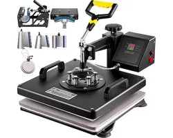 VEVOR Warmte Persmachine Transferpers 8 In 1 Hittepers voor Textiel Hittepers Textielpers met Degelpers van 38x38cm Textieldrukpers van 1250W