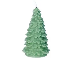 Anna's Collection LED kerstboom kaars - groen - 20 cm - kerstkaars - kerstdiner kaarsen
