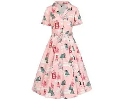 Banned - Robe évasée Bella Puuurfect Christmas Swing - L - Rose