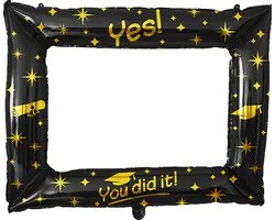 BTH - Ballon - Geslaagd Versiering - photobooth - Foto frame - Graduation Ballonnen - Props - You Did It! - Goud / Zwart