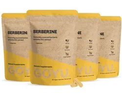 GOYU Berberine Extract 400 mg Combideal 240 capsules - Berberine HCl uit Berberis aristata - 400 mg per capsule - 60 capsules - Vegan - Zonder toevoegingen - Lab getest - 60 dagen voorraad per zakje