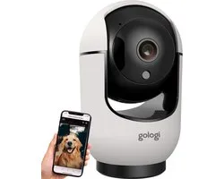 Gologi Pet camera with App - Caméra pour chien - Caméra pour animaux de compagnie - Caméra de sécurité - Caméra de sécurité - Pour tous les animaux - Avec WiFi - Blanc