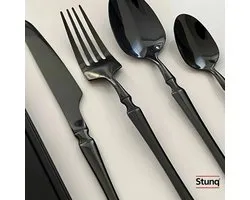 Stunq® 40-delige bestekset zwart RVS spiegelglans