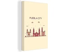 Canvas Schilderij Mexico - Skyline - Puebla - 40x60 cm - Wanddecoratie