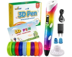 TinyPlay Rainbow 3D Pen Starterspakket – 3D tekenen - 40m Vullingen PLA Filament 1.75 mm – 3d pennen tekenset - Voor kinderen - Sjablonen boek