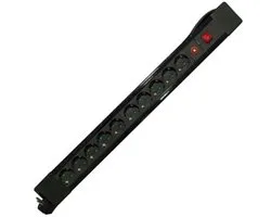 Chacon Stekkerdoos met schakelaar 10-voudig - 16A - 3x1,5mm2 - 1.5m - Zwart