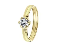 Lucardi Dames Ring met zirkonia - Ring - Cadeau - 9 Karaat - Geelgoud