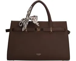 Charm London The Hamptons Shopper - Handtas - Schoudertas - Dames - Sjaaltje - Ritssluiting - Schouderband - Tote Bag - Dames Tas - Donkerbruin
