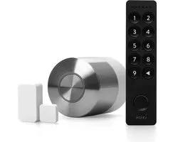 Nuki Smart Lock Pro – Incl. Keypad 2 & Door Sensor - Slim Deurslot met Wifi – Lock ‘n’ Go, Nachtmodes & Auto Unlock – Werkt met Google Home, Alexa & Apple Home – Zwart & Wit