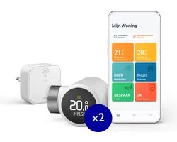 Tado° - tête thermostatique intelligente X - kit de démarrage bundle - inclut pont Matter - 2 têtes thermostatiques - fonctionne avec Google Home, Alexa et Apple HomeKit - noir/blanc