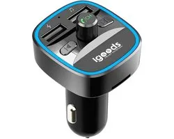 Igoods Bluetooth FM Transmitter voor in de auto met USB - Bluetooth handsfree bellen in de auto - Muziek afspelen via USB / SD kaart / Bluetooth via radio