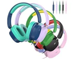 Kinderhoofdtelefoon 5-pack - On-ear hoofdtelefoon - Online studeren - Opvouwbaar en verstelbaar - 35 mm jack - Gemengde kleuren