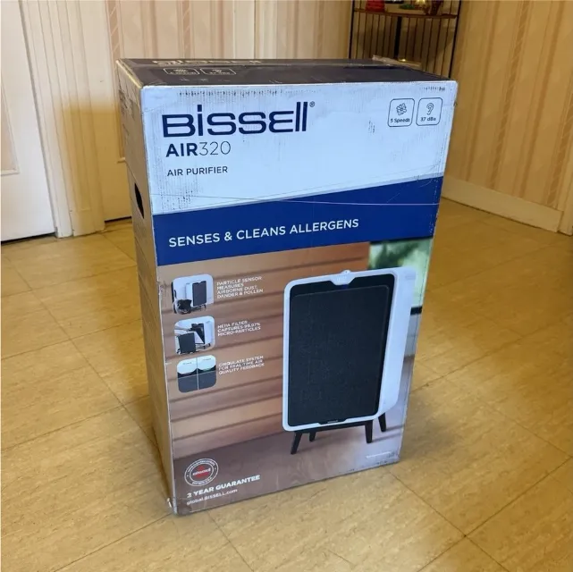 Bissell AIR320 Purificateur d’air HEPA 5 vitesses 37 dBa Blanc/Noir