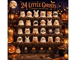 Ulisem - Little Ghosts Halloween Aftelkalender 24 Dagen - Halloween Decoratie - Spooky Verrassing - Aftellen Naar Halloween - Met 24 Kleine Geest Figuren - Vanaf 1 Oktober - Voor Feest En Seizoensdecoratie