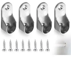 KAPSING 4 Pieces Clothes Rail Holders, Zinc Alloy Oval Wardrobe Hanging Rail Bar Wardrobe Rail Rack Holder with 8 Screws for Cabinet Tube Hangers