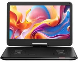 Lecteur DVD portable - Regarder des films - Divertissement en déplacement - Grand écran rotatif - 175 pouces - Noir