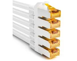 Iwillink 0,25 m CAT 7 patchkabel, 10 Gbit/s, 5 stuks - wit