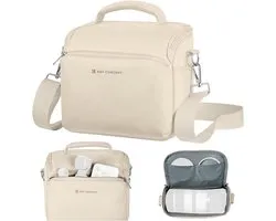 Compact Schoudercamera Bag met Verstelbare Strap en Opbergvakken voor DSLR/SLR/Mirrorless - Beige