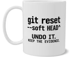 Mok met Git Reset Soft HEAD Quote Grappige Programmeur Tekst Cadeau voor Developer en Software Engineer Dubbelzijdige Print
