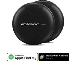 Volkano GPS Tracker - Werkt met Apple Find My & Android Find my Device - Bluetooth Tracker - Zwart - 2 Pack