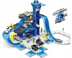 Ilso parkeergarage politie - helikopter - 2 auto's - 1:64 - blauw