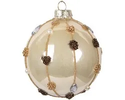 Clayre & Eef Kerstbal Overig Ø 8x8 cm Beige Glas Kerstballen