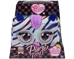 Purse Pets - Sac Métallique - Zèbre - Sac à main interactif plus de 30 sons et réactions