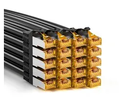 iwillink 20 x 0,5 m patchkabel CAT 7, LAN-kabel kort (10 Gbps, S/FTP PIMF afscherming, koper), compatibel met CAT7, CAT6a, CAT6, patchpaneel, DSL Switch/router/modem, zwart