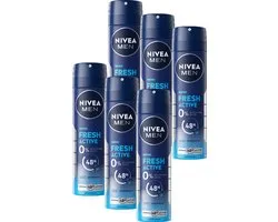 NIVEA MEN Spray Déodorant Actif Frais - 6 x 150 ml - Emballage économique