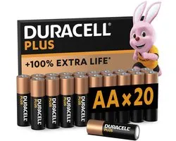 Duracell Plus AA - alkaline batterijen - 1,5V, LR6 - 20 stuks