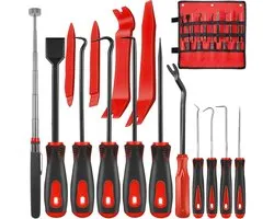 SnelShoppen - 15Pcs Precisie Pick & Haak Set - Carbon Staal - Met Schraper en Magnetische Telescoping Tool Kit - Voor Automotive en Elektronica Onderh