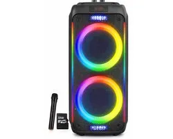 Bluetooth Karaoke Speaker Box Draadloos XXL + Draadloze Microfoon + 32GB Micro SD - Party box Set - 10 inch - Discolichten - Partybox - Kinderen & Volwassenen - incl Afstandsbediening