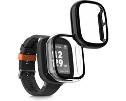 kwmobile 2x cover geschikt voor Xplora X6 Play - Fitnesstracker cover van gehard glas en kunststof frame set transparant / zwart