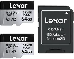Lexar Professional SILVER PLUS 2x GB MicroSDXC UHS-I Classe 3 - pack double