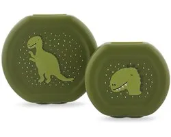 Trixiebaby Trixie Set van twee snackdoosjes met clip - Mr. Dino - Makkelijk te openen - BPA-vrij - Voor School en Onderweg