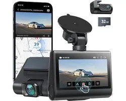 VH Supplies® Dashcam voor Auto - Dashboard Camera - Voor en Achter Camera - 4K + 1080P - 32 GB SD-kaart
