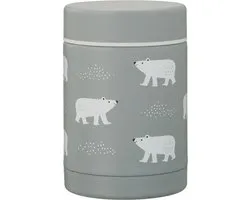 Fresk Thermos Lunchbox 300 ml - RVS Voedselcontainer – BPA-vrij – Lekvrije dop – Thermosbeker – Food Jar tot 6 Uur Warm – Lunchpot - Lichtgrijs - Polar Bear