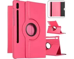 Draaibaar Hoesje - Rotation Tabletcase - Multi stand Case Geschikt voor: Samsung Galaxy Tab S9 FE+ Plus (SM-X810/SM-X816B/SM-X818U) & Tab S9 Plus (SM-X610/SM-X616) 12.4 inch 2023 Donkerroze