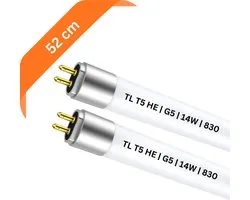 2x T5 TL buis 52 cm – 830 Warm Wit 3000K – 13W – G5 fitting – Ø 1.6 cm