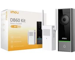 Sonnette vidéo sans fil Imou DB60 5MP (QHD) avec capacité de stockage de 4 Go et carillon avec amplificateur WiFi intégré - 100% sans fil - Angle de vision de 164°