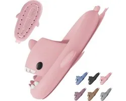 Geweo Shark Slides - Haai Slippers - Badslippers - Pantoffels Heren Dames - Douchepantoffels - Haaienpantoffels - Zomer Antislip Platform Kussen Glijbanen Slippers - Roze - Maat 4344
