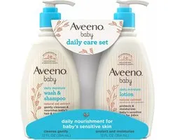 Aveeno Bébé Daily Care Set cadeau comprenant une lotion hydratante Daily pour le corps, un nettoyant pour le bain et un Shampooing 2 en 1 Bébé - Soins de la peau pour bébé
