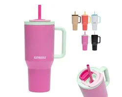 Kambukka Rio - Tumbler 950ml - Bubblegum Mint waterfles met Telescopisch rietje - Lek proof - BPA vrij