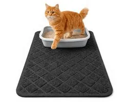Dutchwide Uitloopmat Kattenbak - 37 × 60 cm - Mat - Kattentoilet - Cat Litter - Geschikt voor automatische - Zelfreinigende kattenbak - Zwart - kattenmat