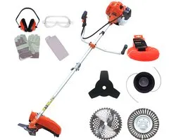 Tondeuse Kibani Edge 4-en-1 - Débroussailleuse Essence - Moteur 2 temps 52 cm3 / 1,9 CV - Incl. Brosse de désherbage, lame de scie à 40 dents, fil de coupe et kit de sécurité