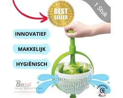 Salade Spinner – Luxe Krasbestendige Nylon Vergiet | Grote Fruit- en Groente Spinner | Compacte Slacentrifuge met Inklapbaar Handvat – Antislip & Ruimtebesparend – Ideaal voor Salades, Groenten en Fruit
