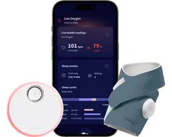 Owlet Dream Sock™ - Slimme Babyfoon die hartslag & zuurstof meet - Baby monitor die medisch gecertificeerd is voor baby's van 0 tot 18 maand - Bedtime Blue