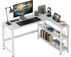 HOMCOM-L-vormig computerbureau-135x110x75cm-MDF-Wit