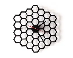 Decorizzly HAXA - Wandklok - Zeshoekig - Zwarte Tijk - Quartz Mechanisme