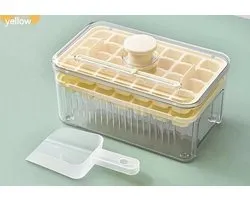 Sans Citron - Bac à glaçons avec bac et couvercle - Nieuwe version - 56 Glaçons - Bac à glaçons avec couvercle - Été - Sans BPA - Cocktails - Glaces - Smoothies - Jus - BBQ - Couleur : Jaune